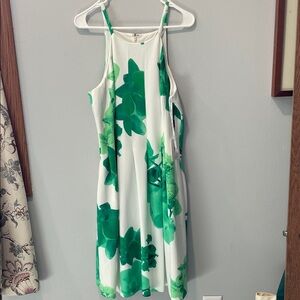 Calvin Klein Green and White Floral Dress Size 10 NWT